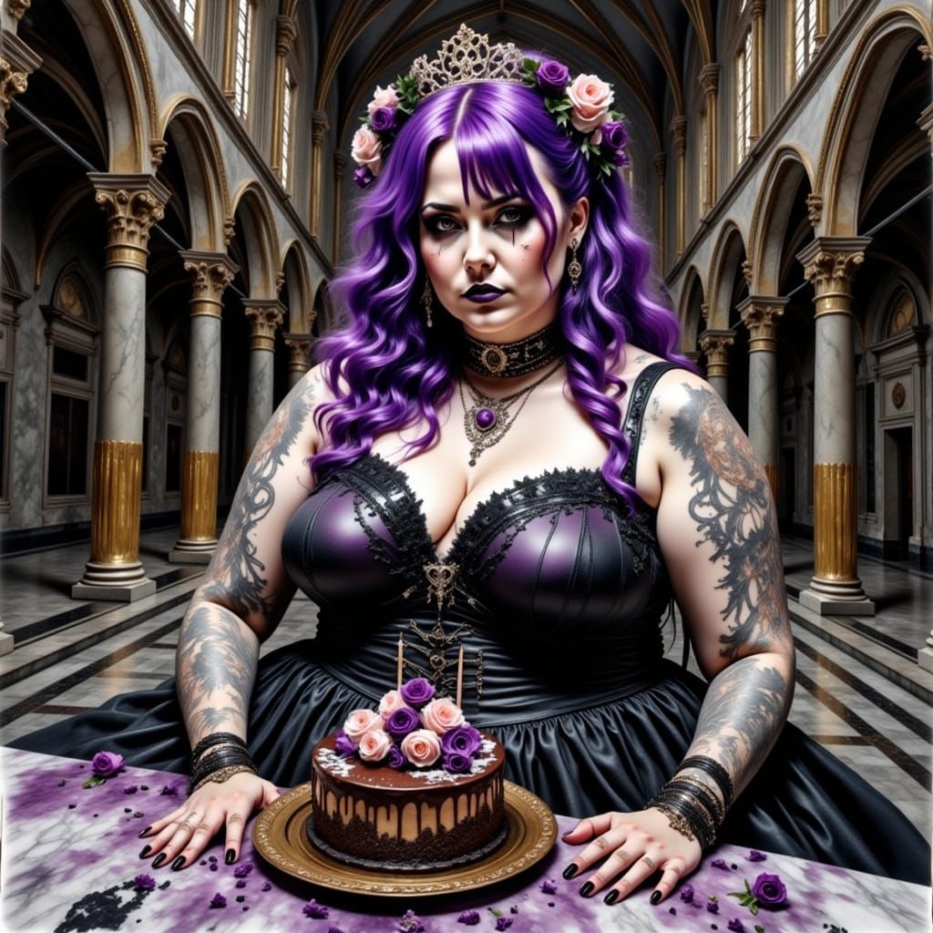 Gothic Bride Eats Cake in Abandoned Church