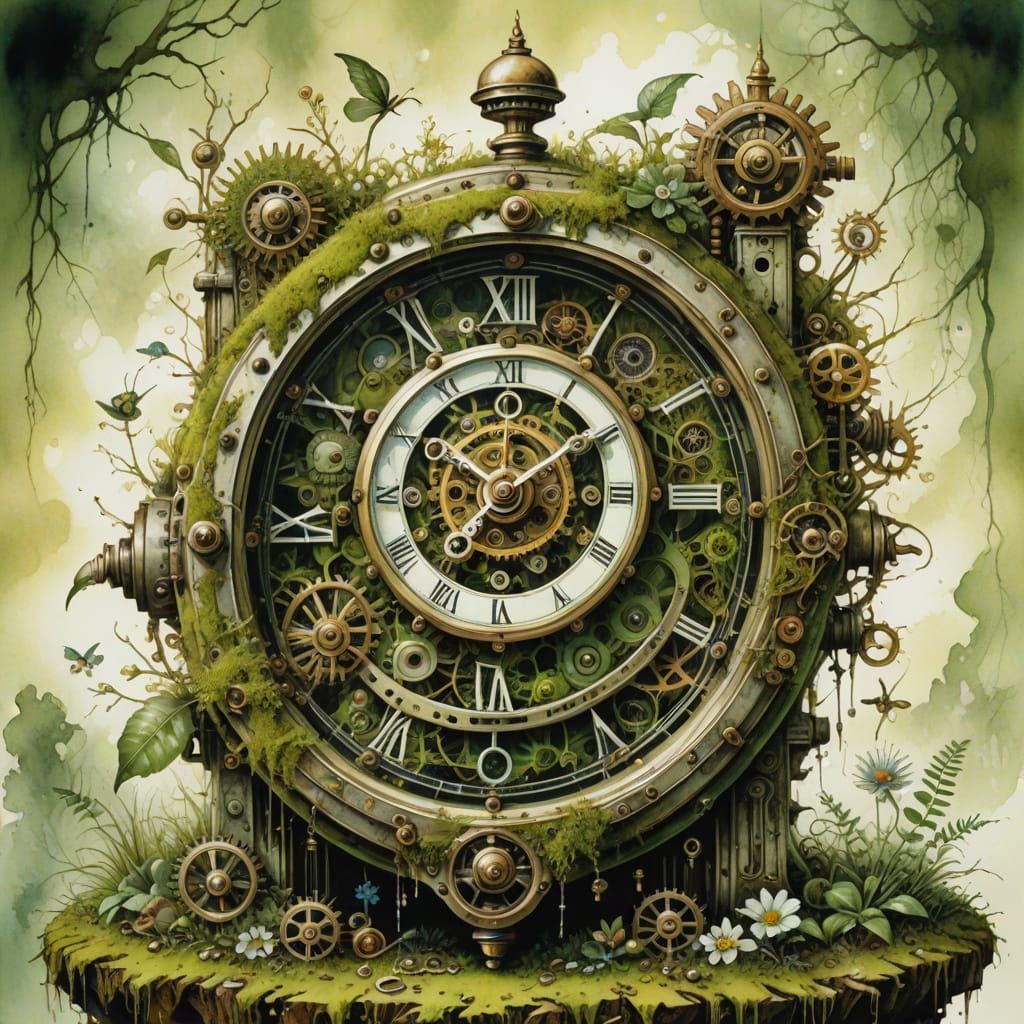 Moss Clock: A Surreal Botanical Timepiece