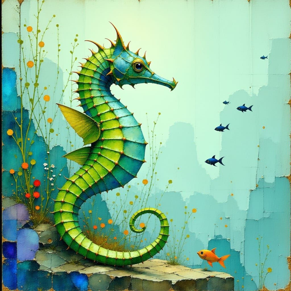 Majestic Seahorse in Ethereal Underwater Scene