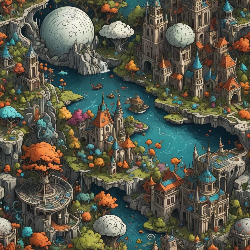 Fantastical Pen Doodle in Deep Color