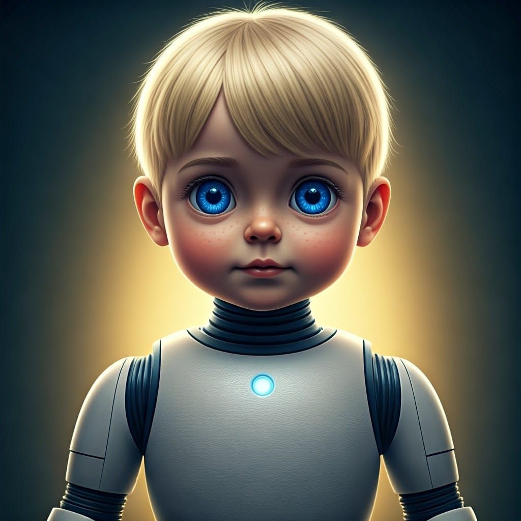 Humanoid Robot Toddler with Radiant Features