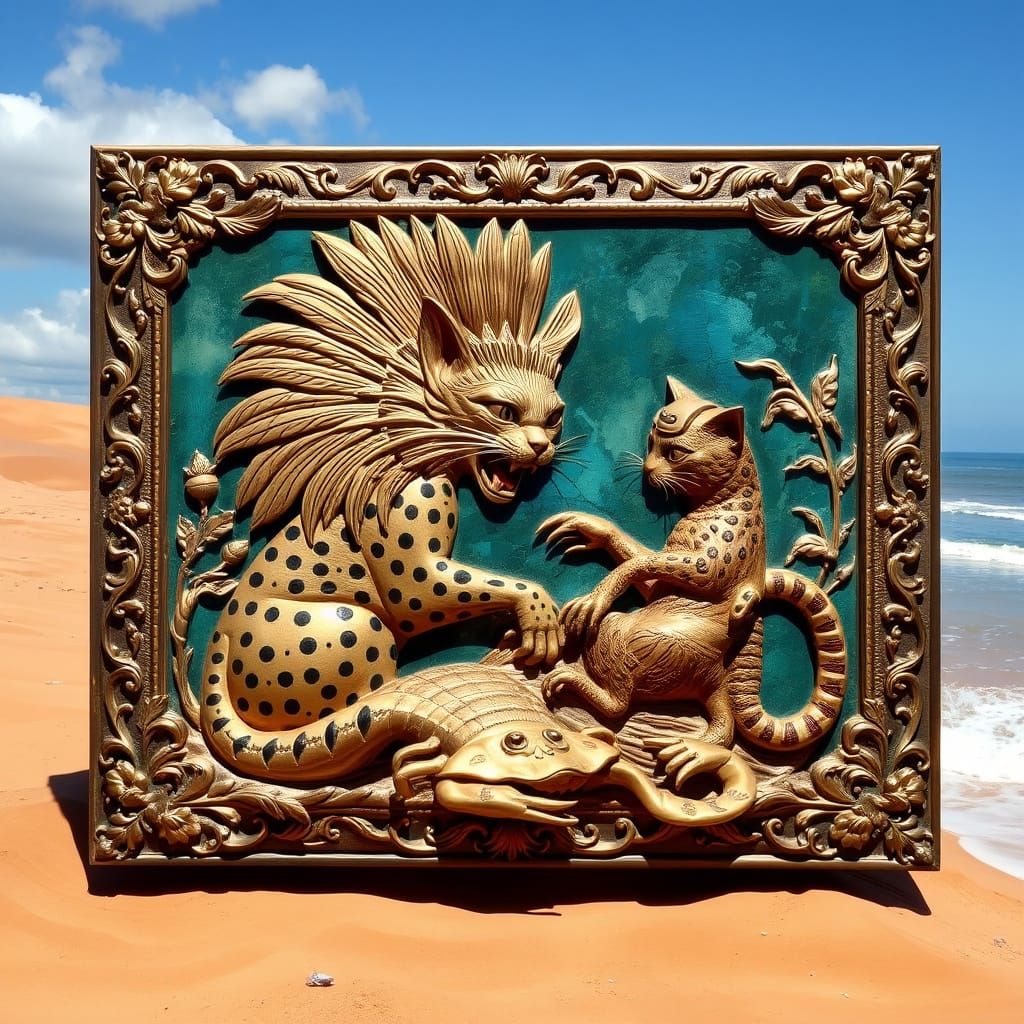 Luxurious Patina Carving in Verdigris Bronze Frame