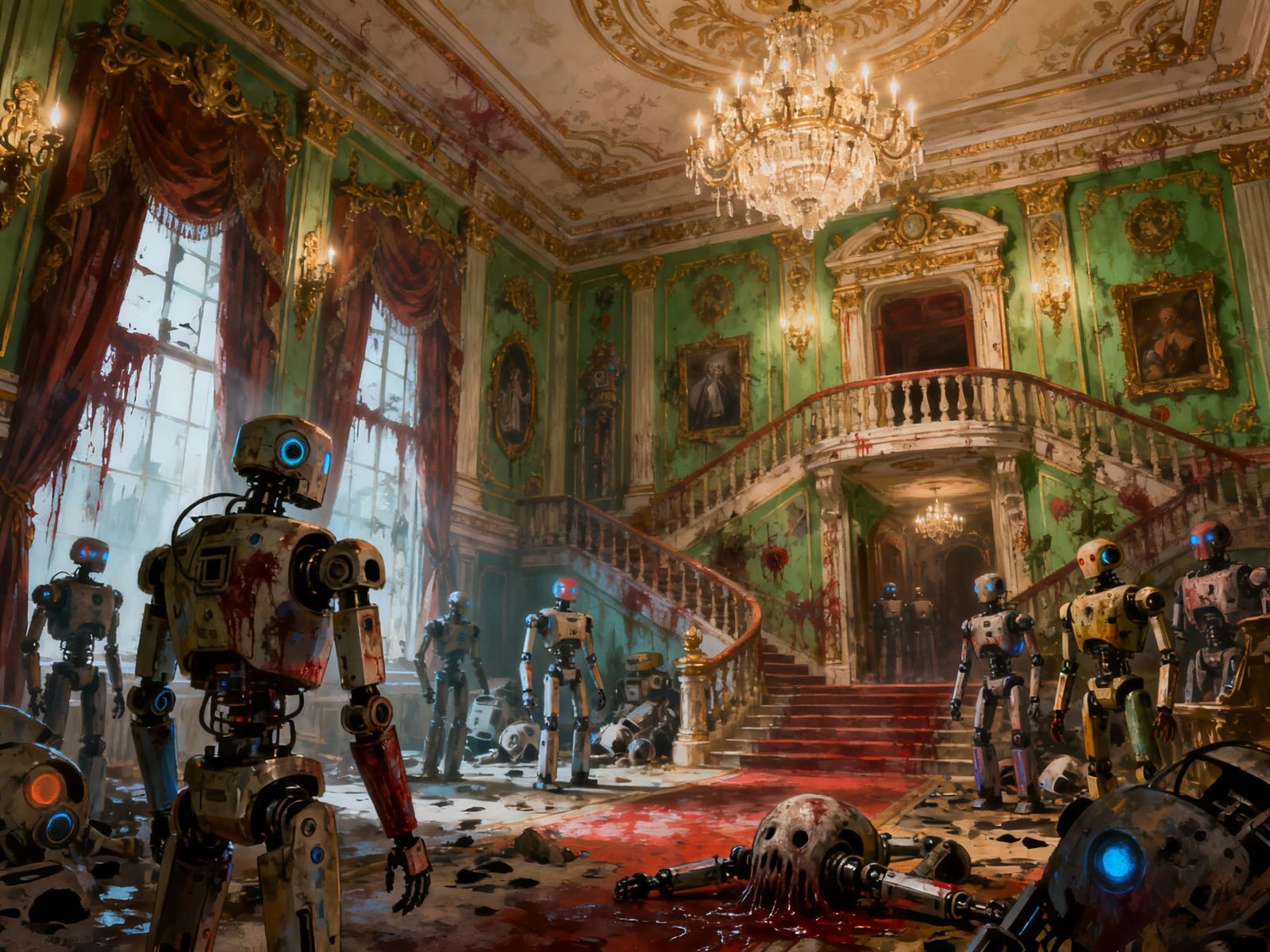 Surreal Horror of Abandoned Robots in Haunted House