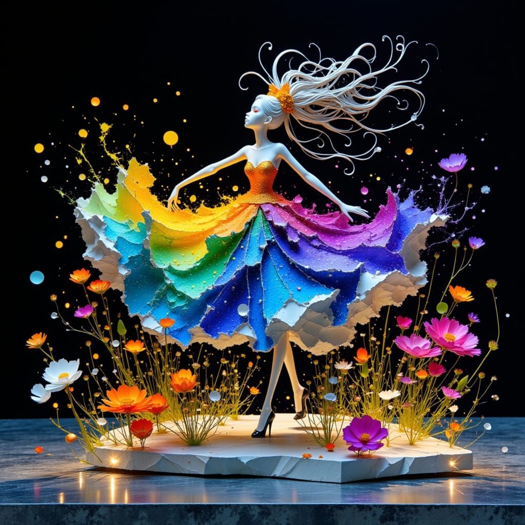 Ethereal Dancer in Mosaic Prism Glow