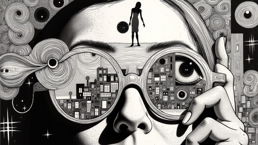 Iris Apfel Portrait with World Reflections in Glasses, Magic...