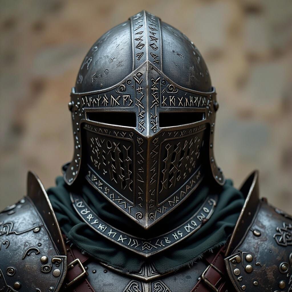 Mystical Medieval Knight Helmet Inspired by Fantasy Art
