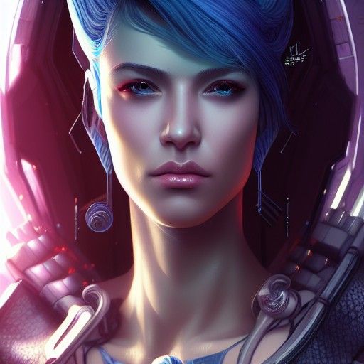Cyberpunk Girl Digital Art: Detailed Sci-Fi Portrait