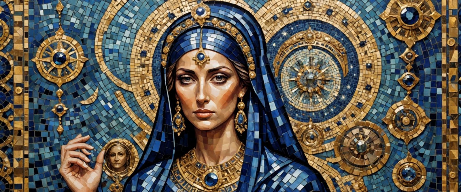 Surreal Genie Portrait in Byzantine Mosaic Style