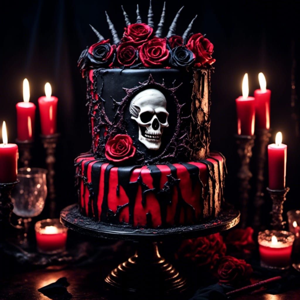 Gothic 50th Birthday Cake with Bioluminescence