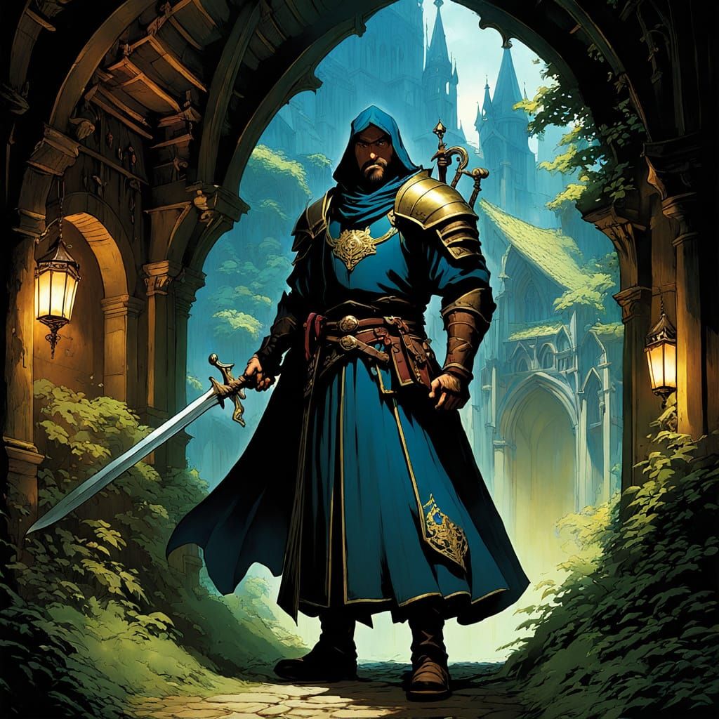 Chiaroscuro Paladin in Studio Ghibli Style