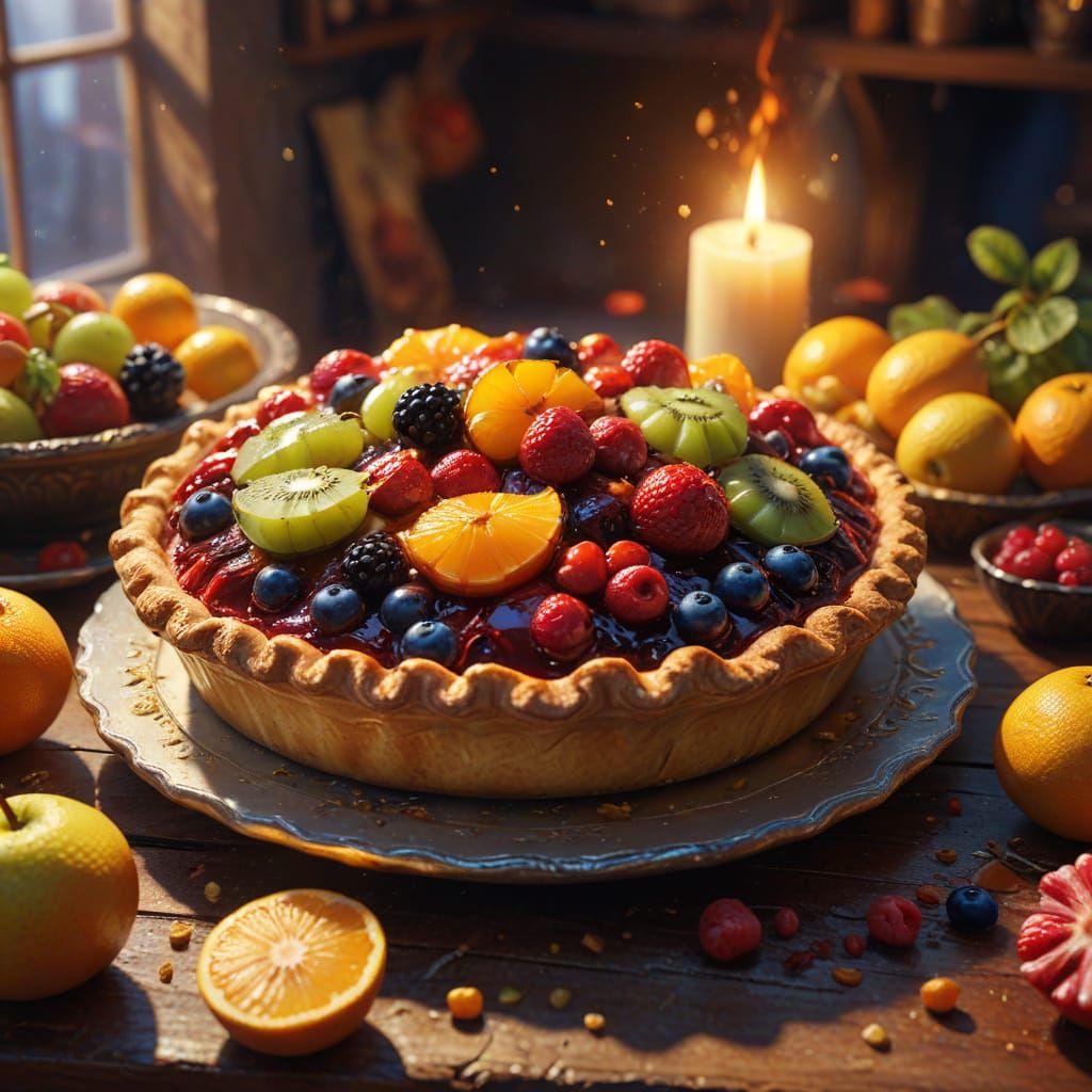 Delicious Homemade Pie in a Fantasy Oil Painting