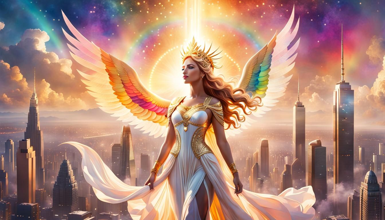 Goddess of Freedom and Love in Rainbow Light