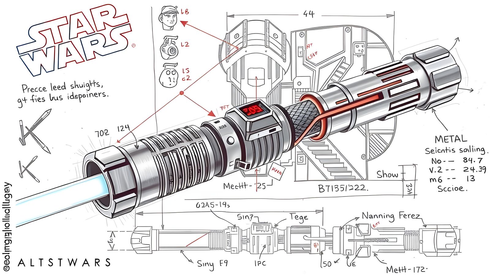 Star Wars LightSaber Technical Drawings