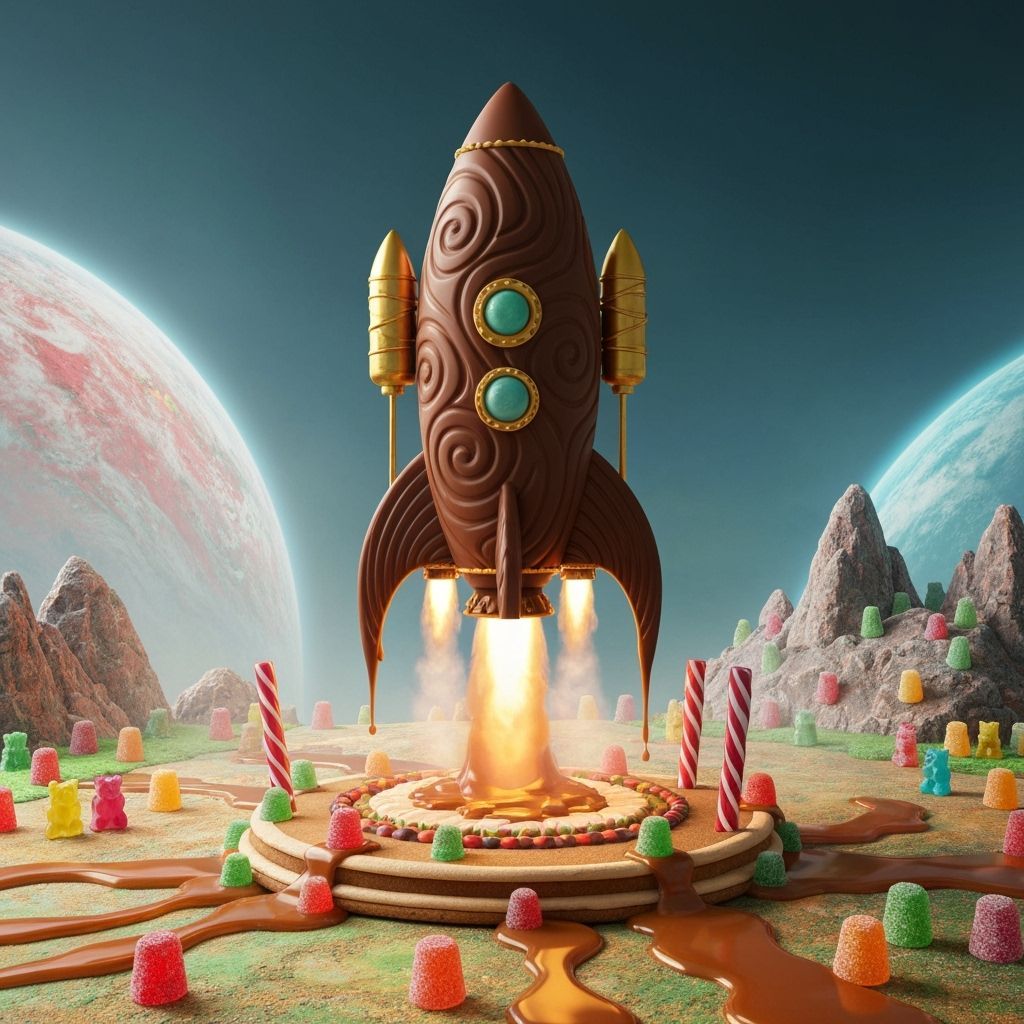 Chocolate Rocket Launching from Gingerbread Launchpad