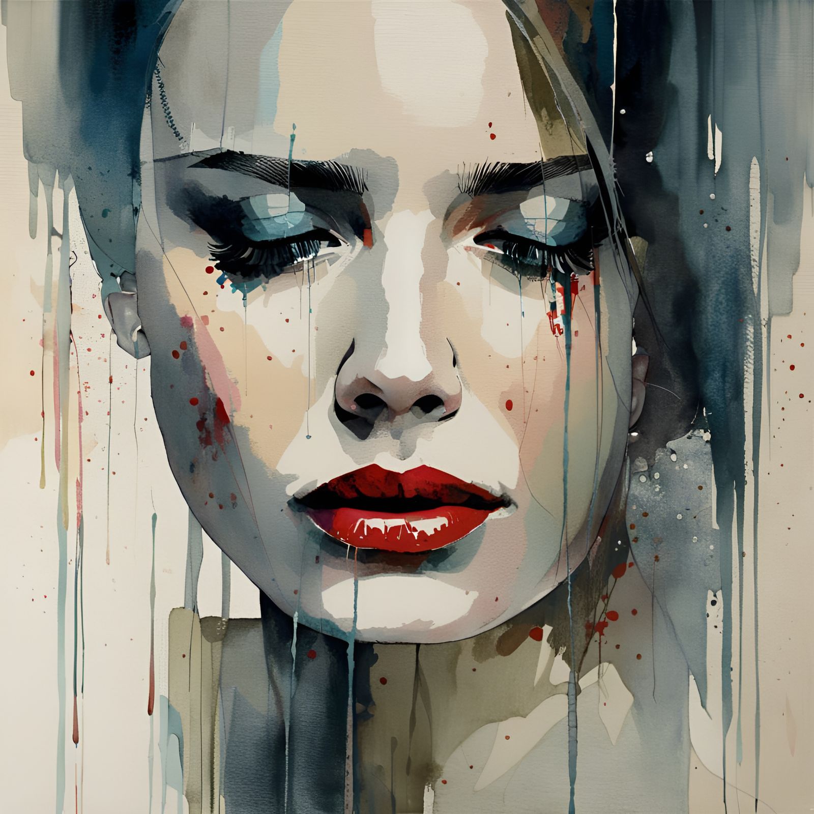 Emotional Portrait of Crying Woman