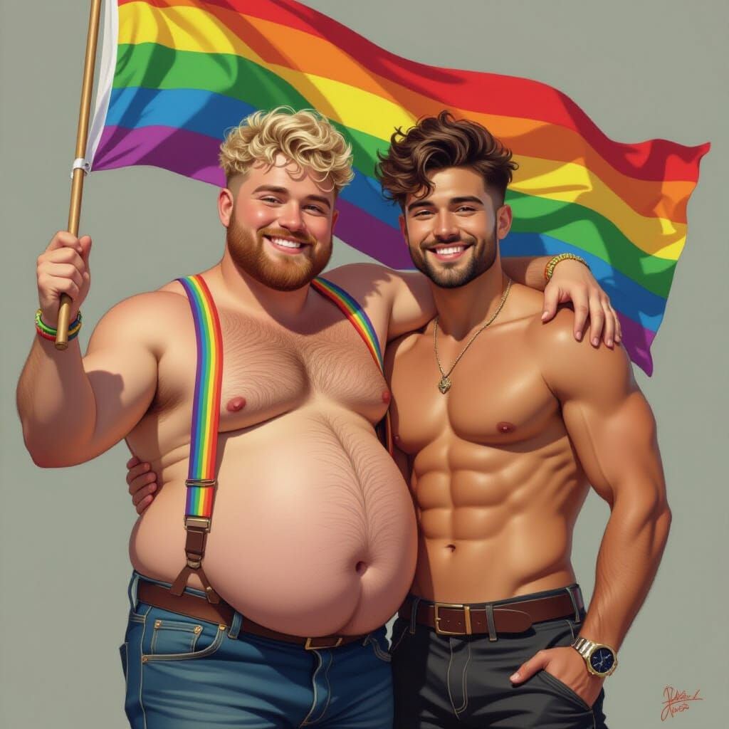 Gay Pride Portrait in Art Deco Cubist Style