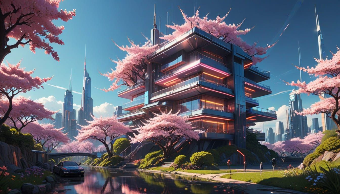 Futuristic Cityscape in Vibrant Concept Art Style