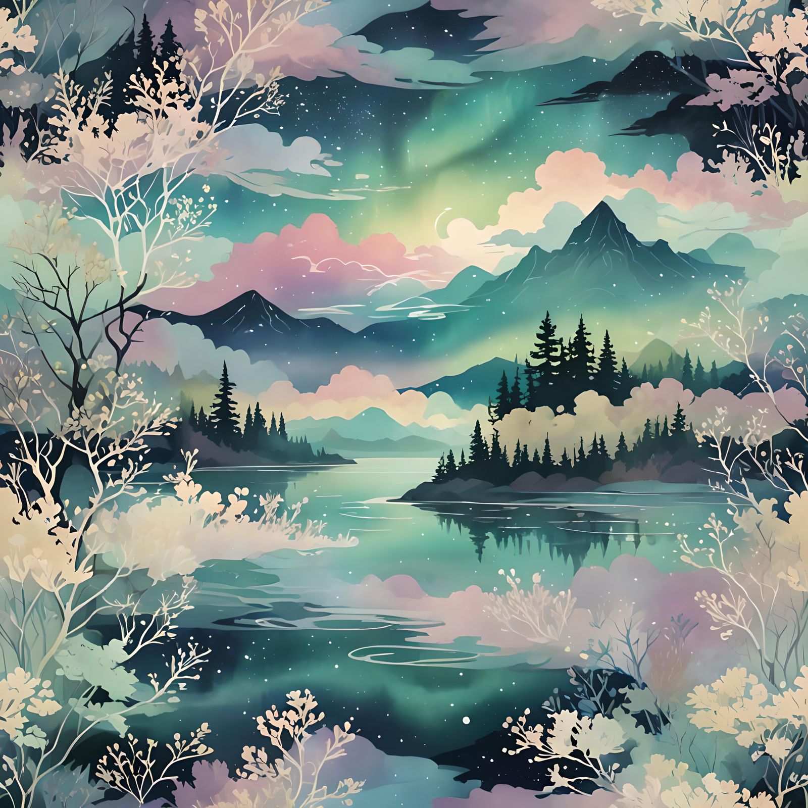 Aurora Borealis Reflected as Fantasy Concept Art