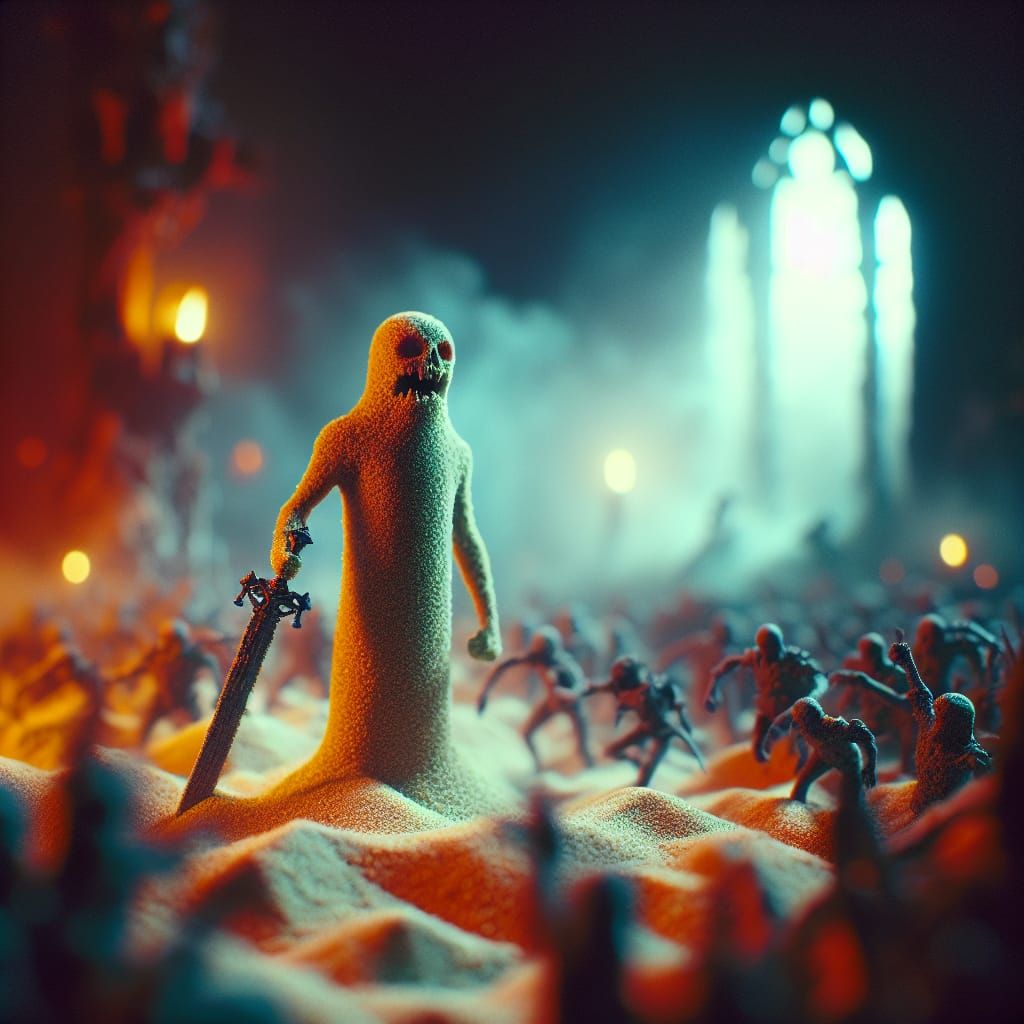 Grain of Sand Warrior in Grungy Dystopia