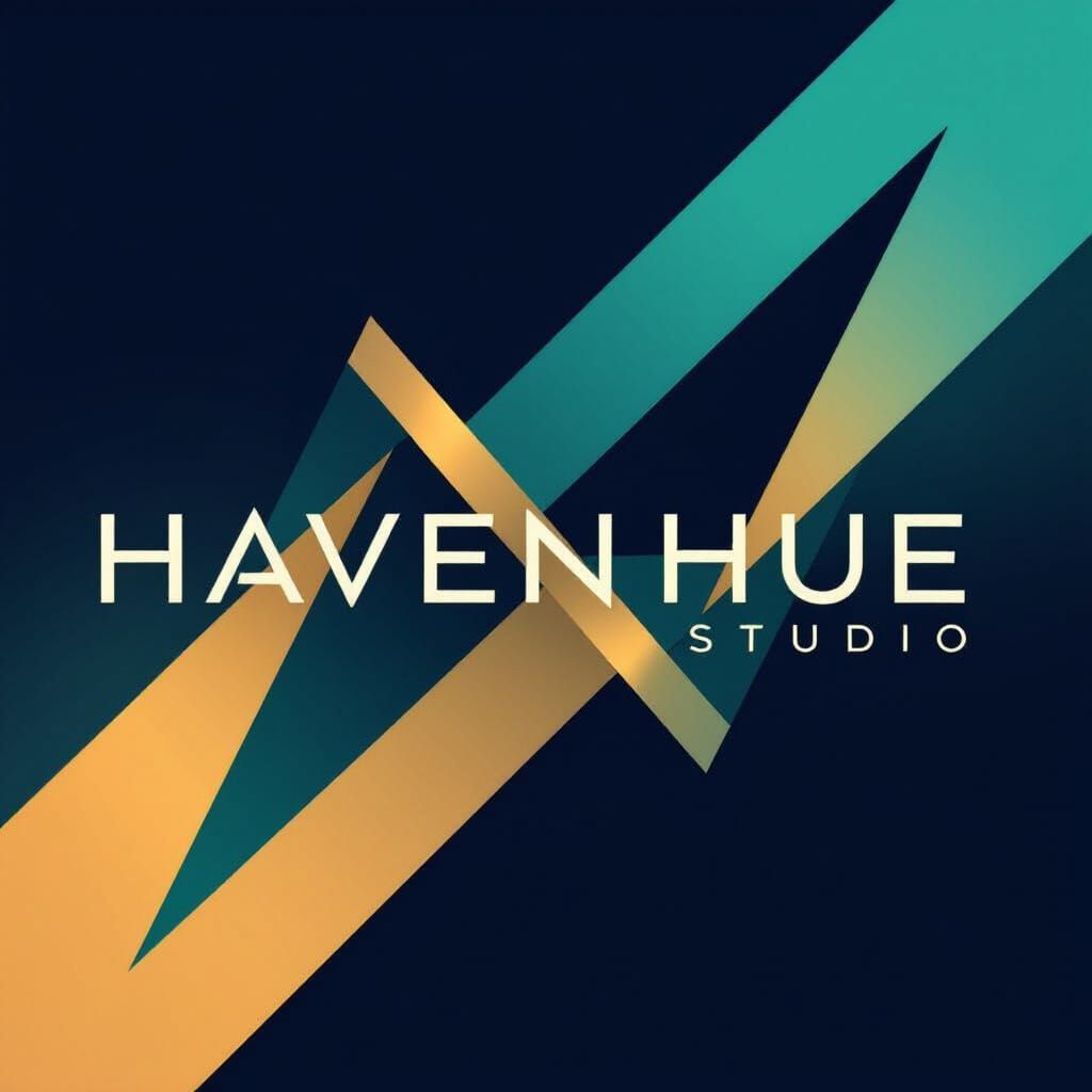 Havenhue_Studio Logo: Sleek Geometric Shapes in Royal Blue, ...