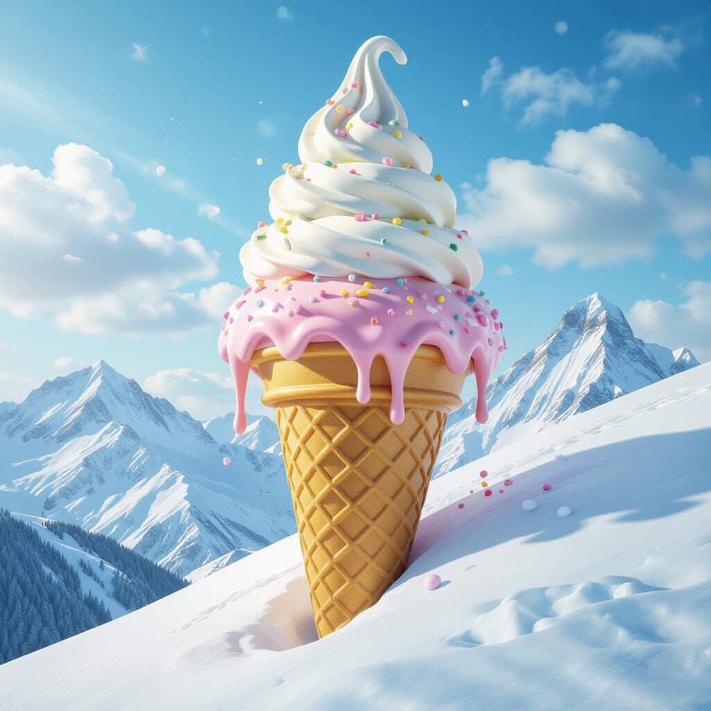 Giant Ice Cream Cone Mountain Ski Slope