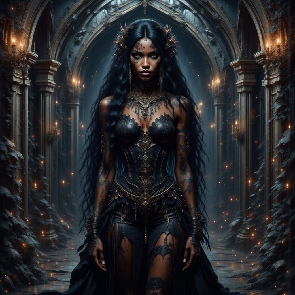 Gothic Woman in Renaissance Oil Painting Style