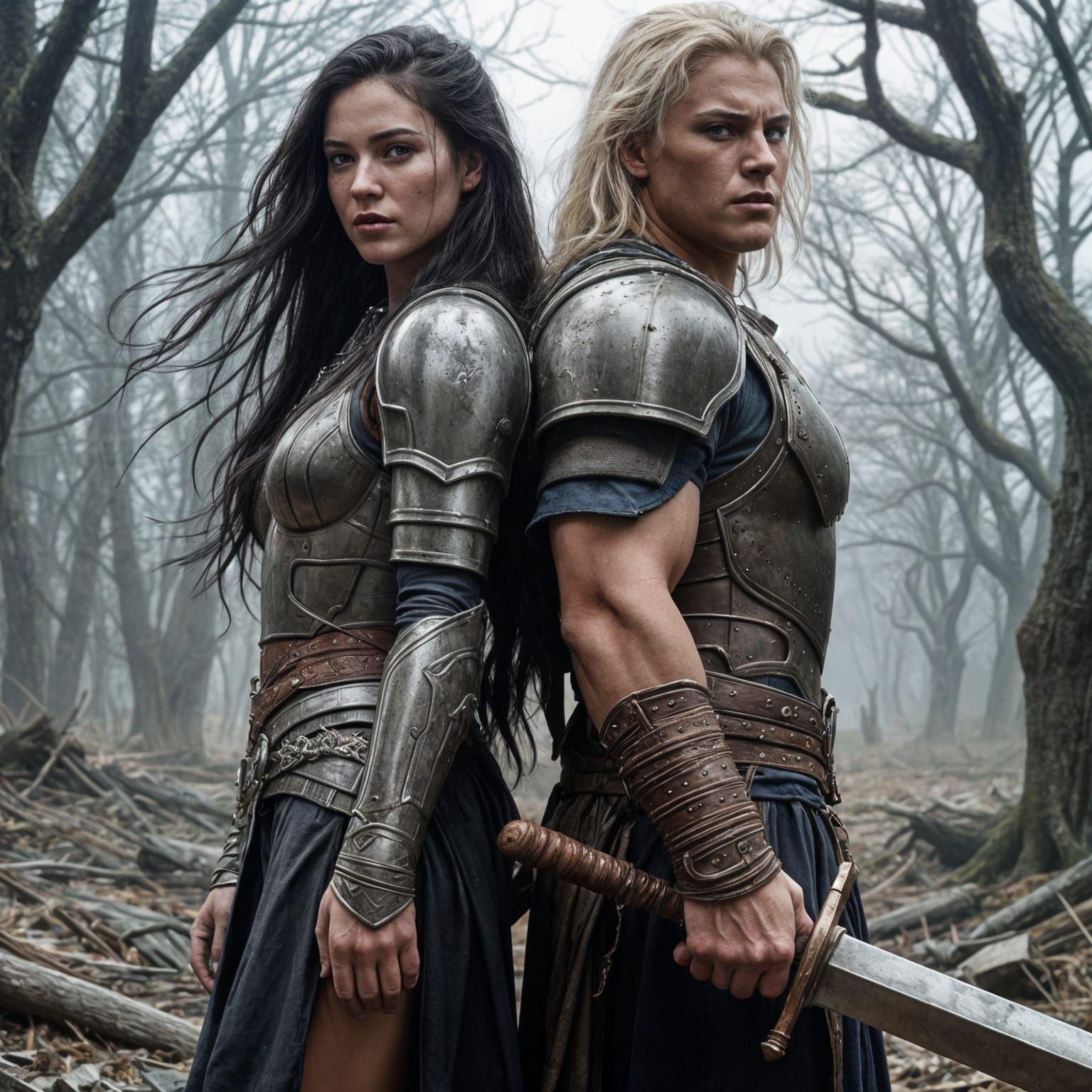 Epic Warrior Duo in Battledamaged Armor