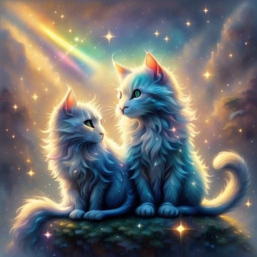 Whimsical Mouse and Cat in Watercolor Kingdom