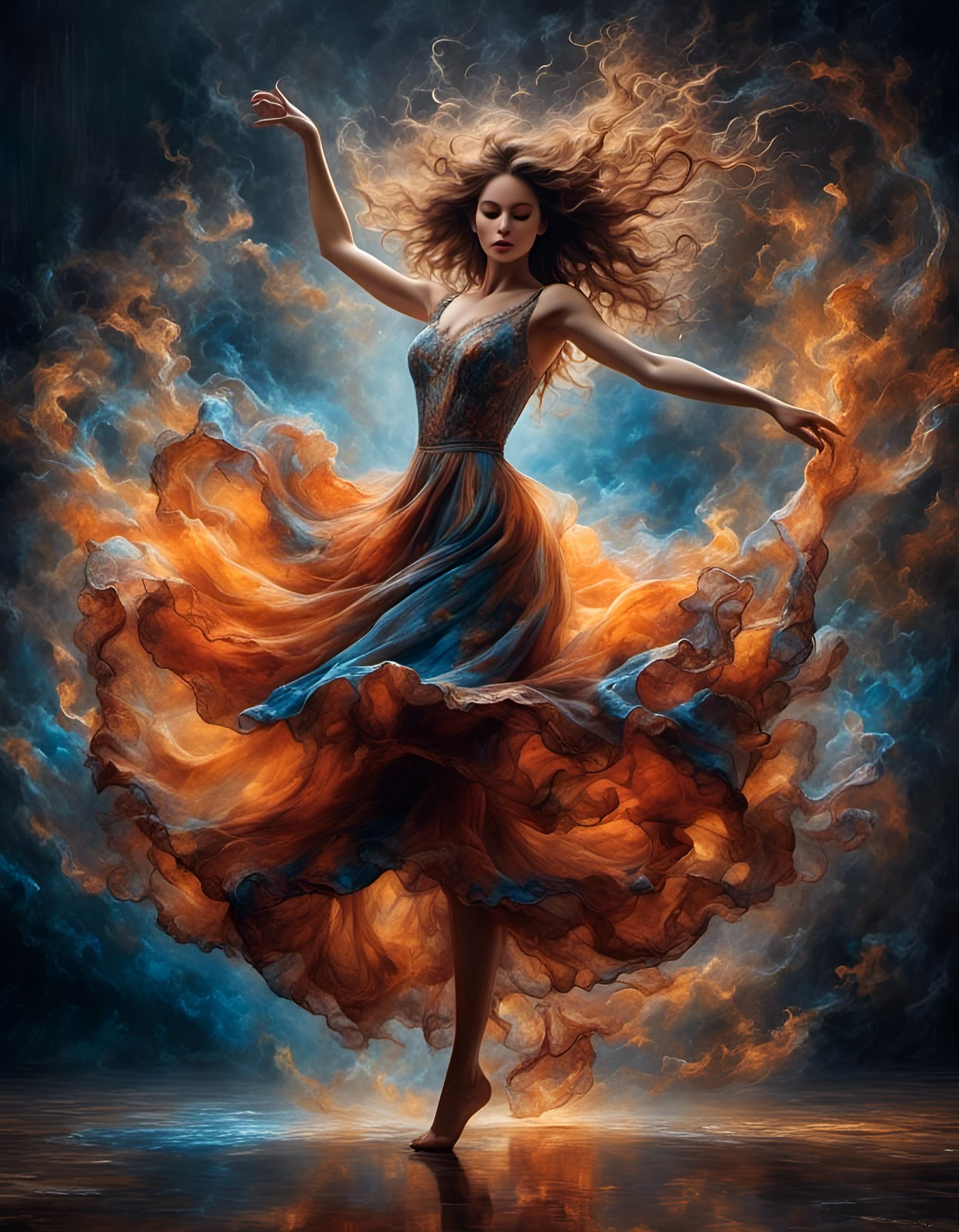 Dancer in Light: Digital Surrealism Masterpiece