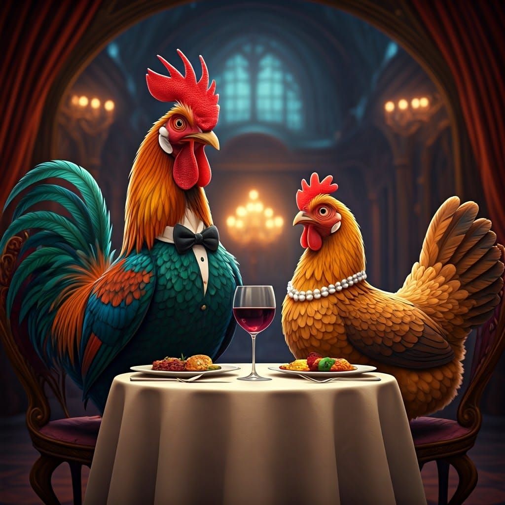 Rooster and Hen's Fairy-Tale Dinner Date
