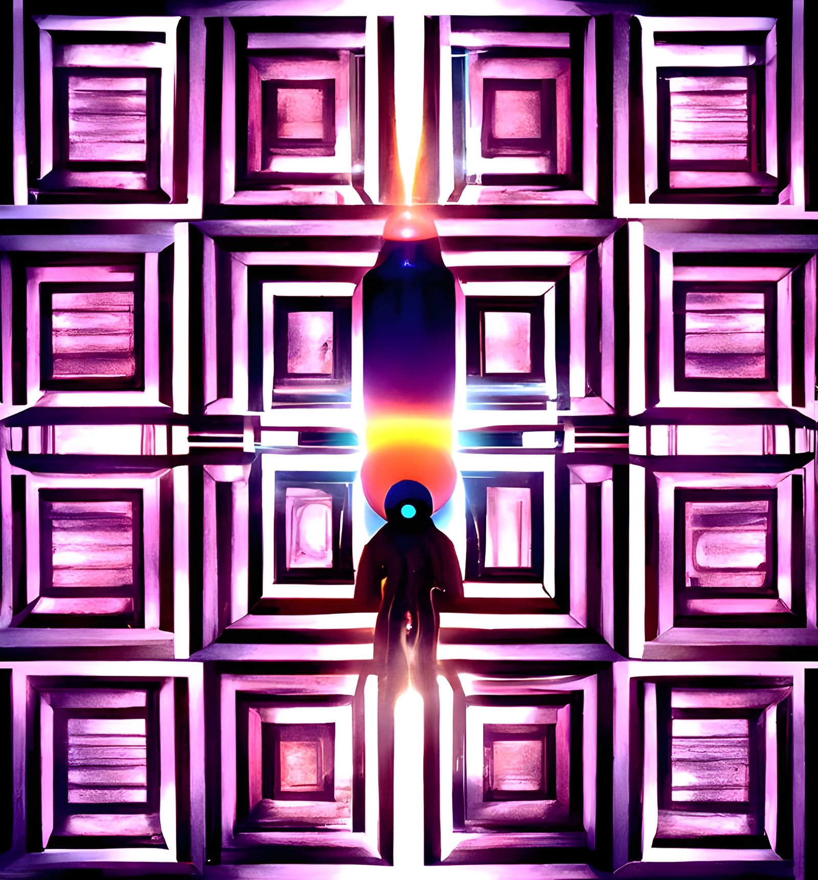 Luminous Psychedelic Light Art in Op Art Style