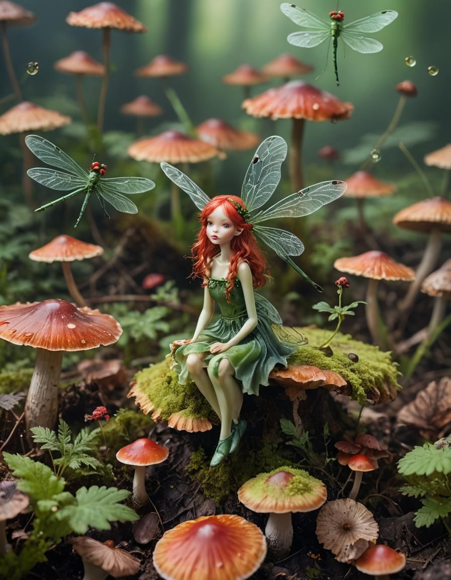 Tiny Faery In A Mushroom Garden 3