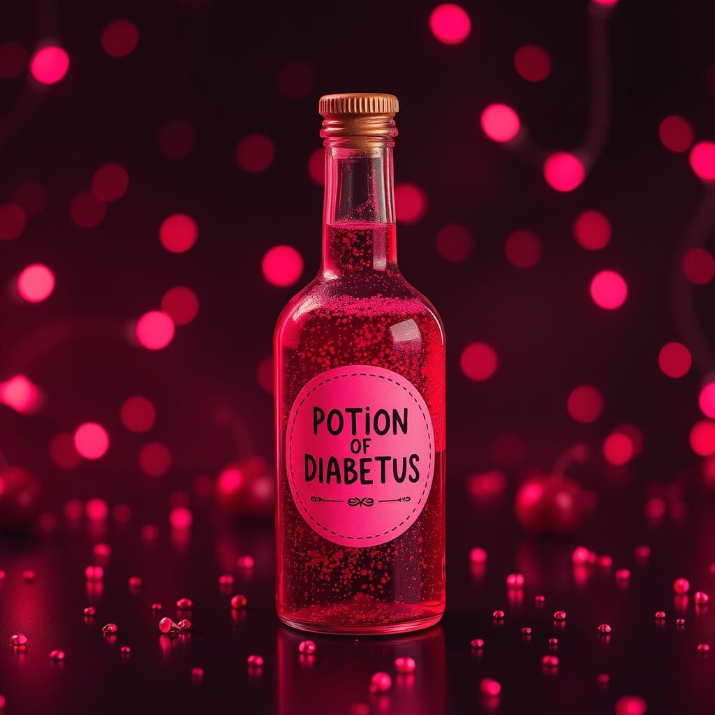 Cute Potion of Diabetus in Synthwave Style