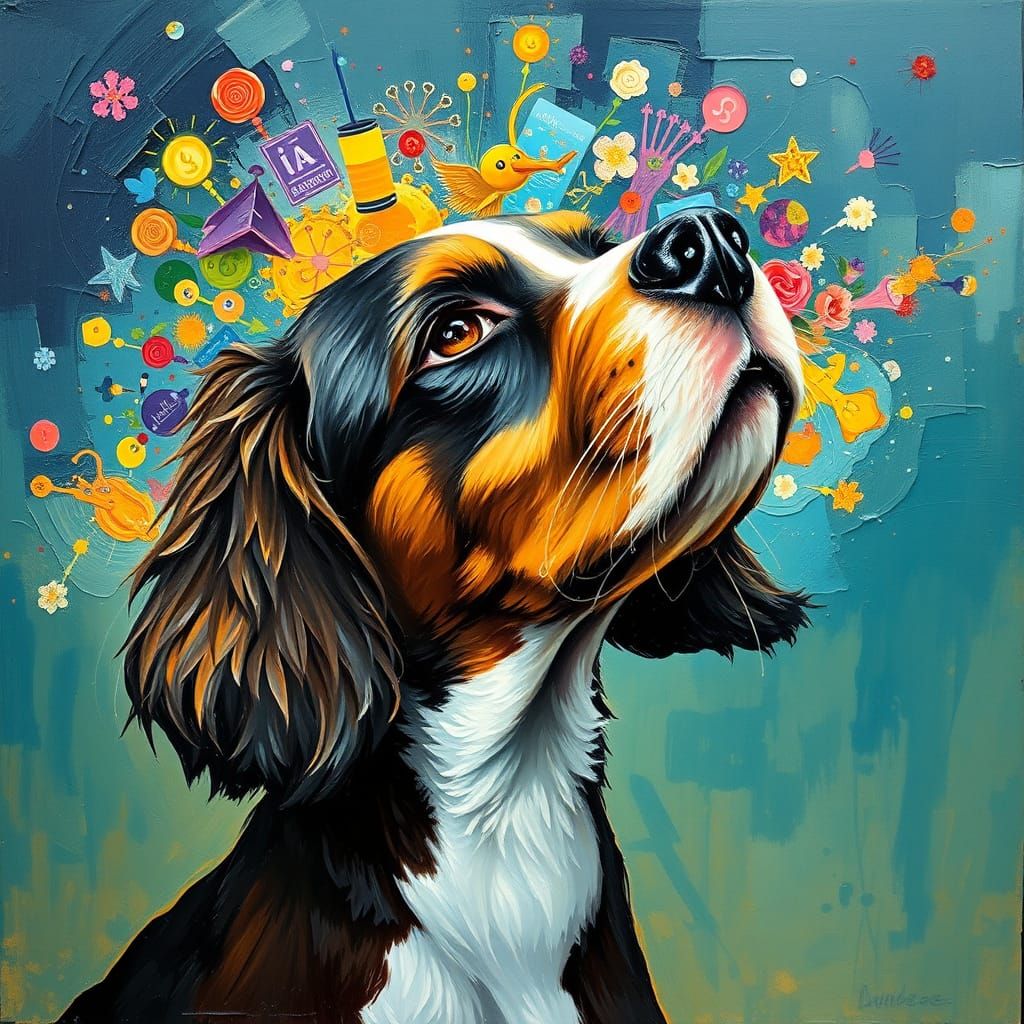 Canine Dreams in Neo-Impressionist Oil Painting