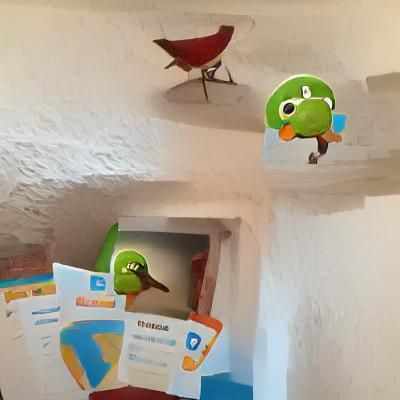Duolingo Bird in Dark Alleyway
