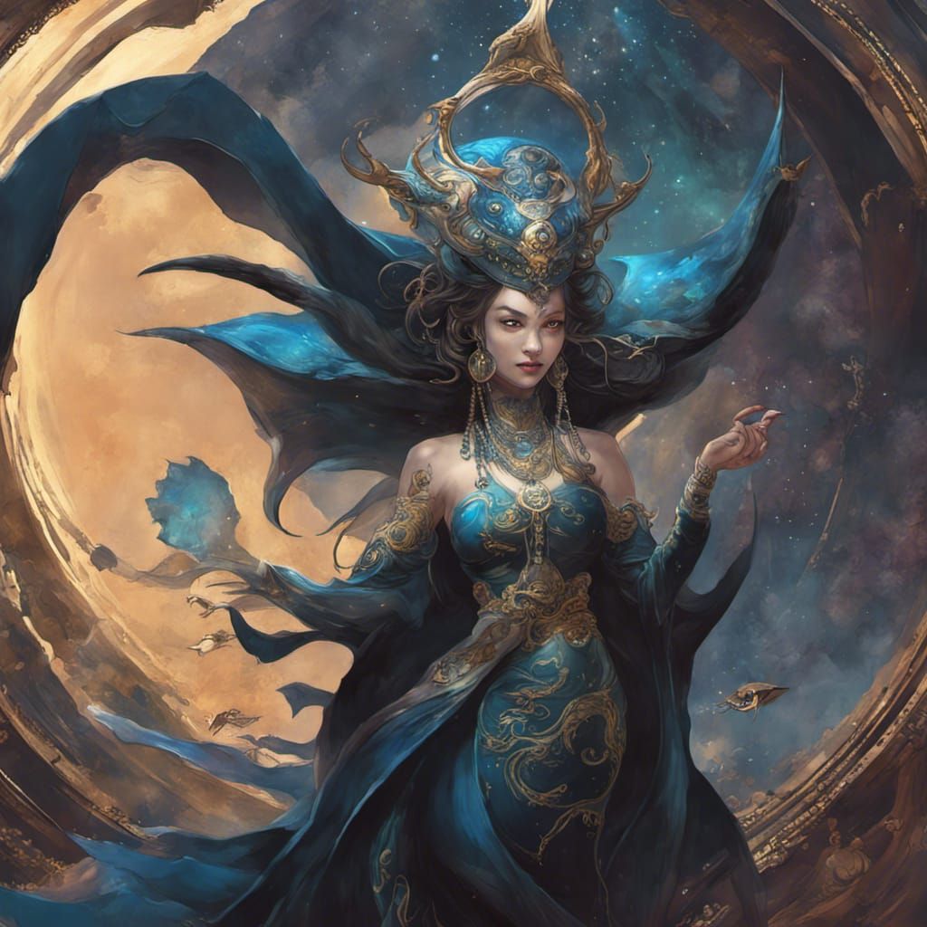 Cyborg Manta Ray Mermaid in Space, Anime Style