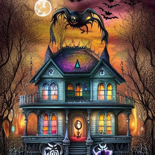 Fantasy Halloween Haunted House Digital Masterpiece