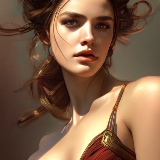 Beautiful Gladiator Woman Portrait in 3D Digital Art