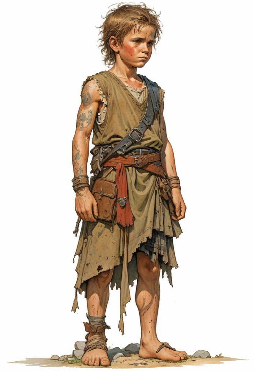 Dirty Tattooed Urchin in the Style of Boris Vallejo
