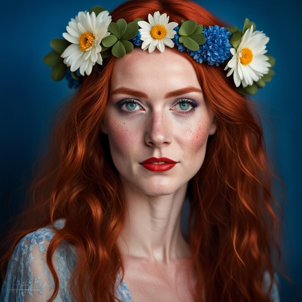 Stunning Portrait of Irish Woman with Flower Crown