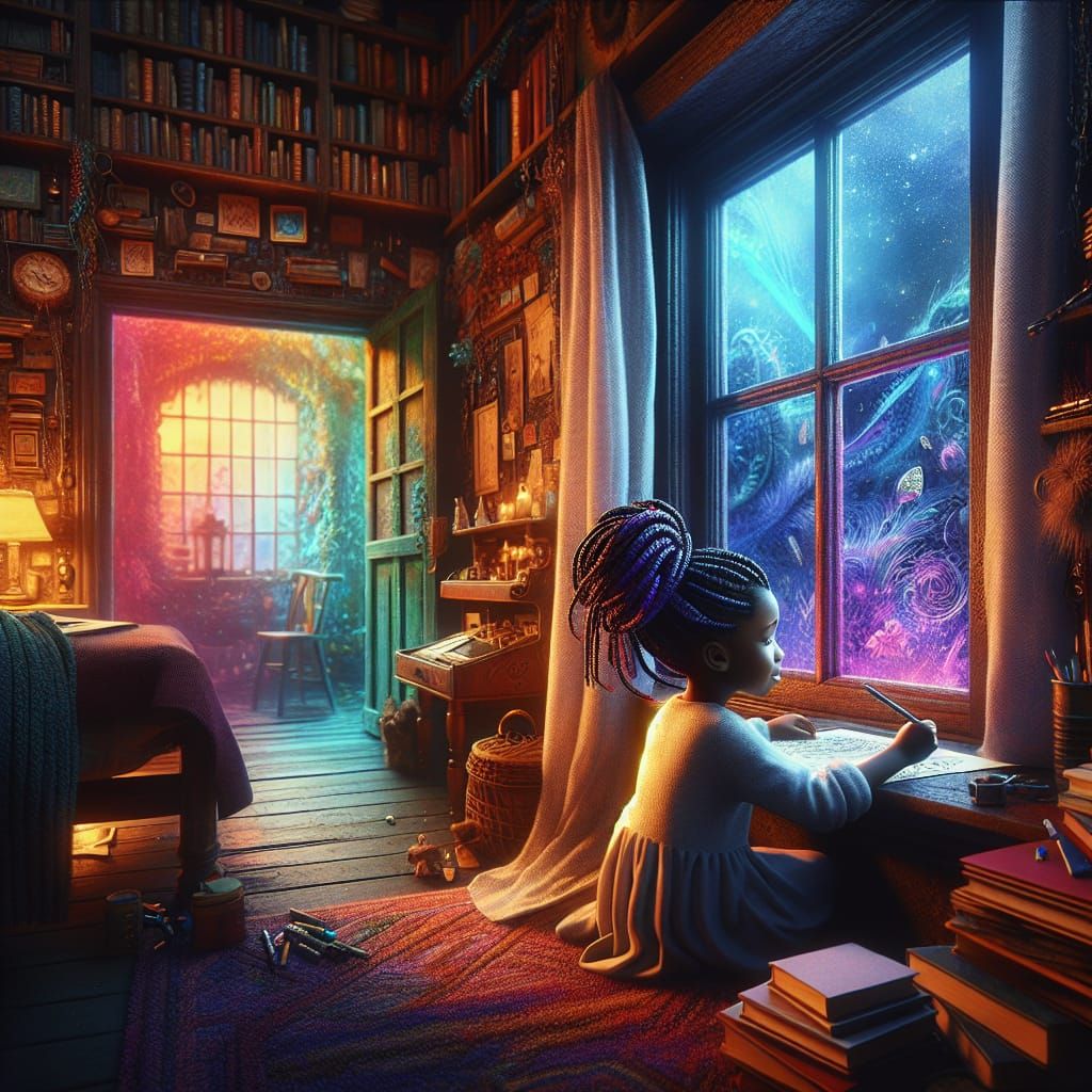 Black Girl Drawing: Fantasy Concept Art