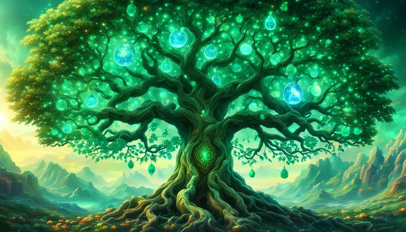 Emerald Tree of Life with Opal Fruits