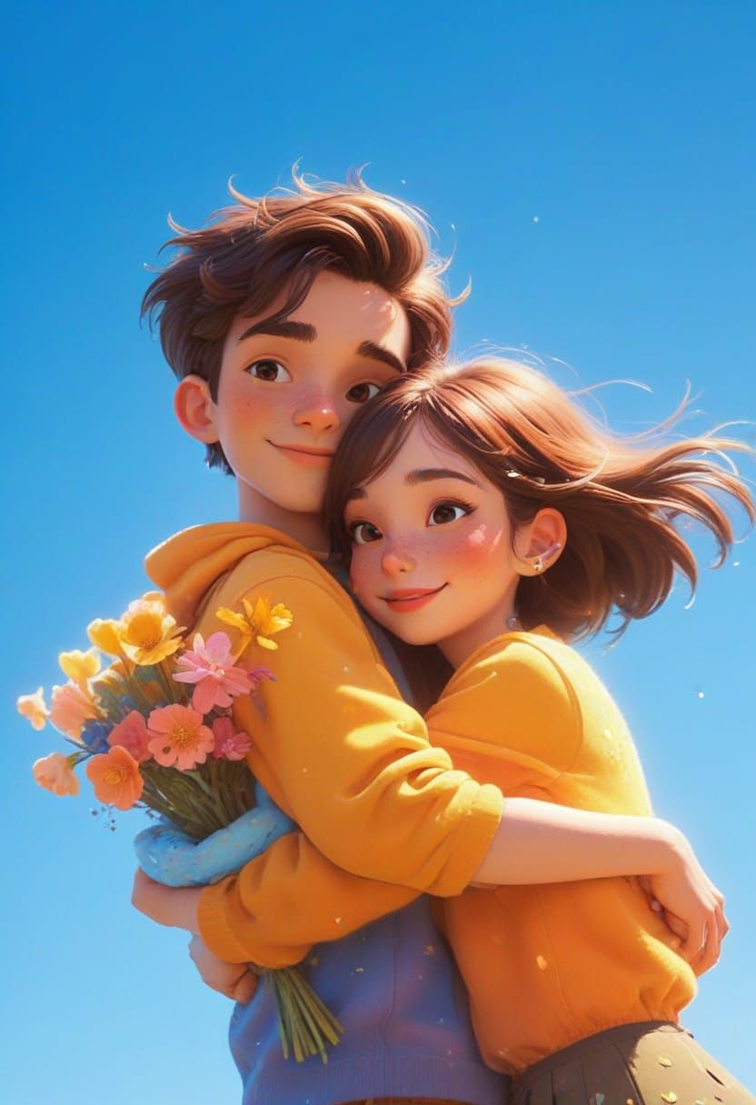 Vibrant Cartoon Animal Couples in Enchanted Forest