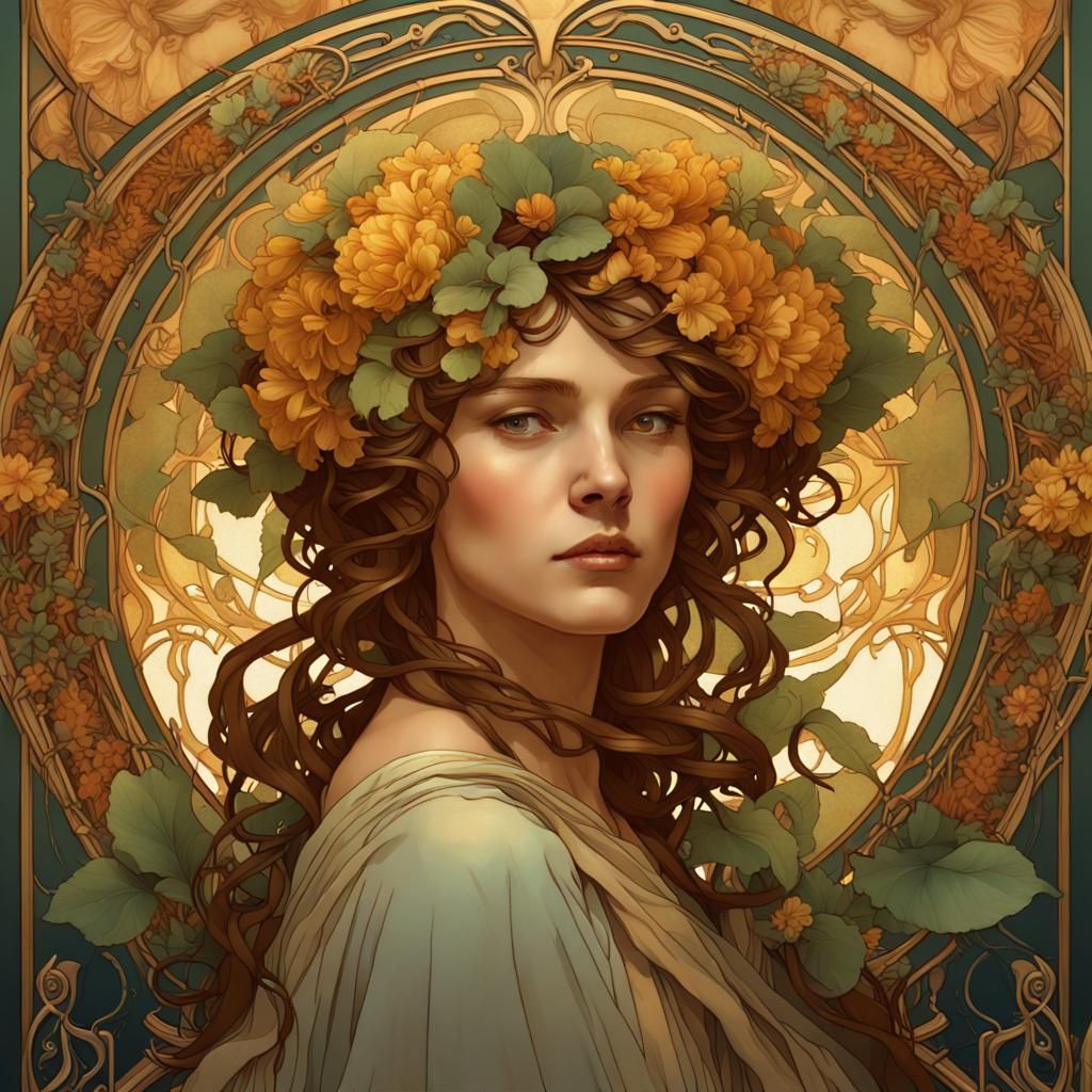 Eleonora Duse Portrait in Art Nouveau Style