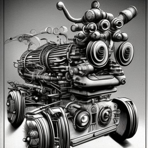 strange machine designed jointly by W Heath Robinson and Je...