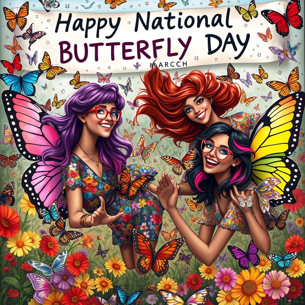Butterfly Day Celebration: Four Women in Flight