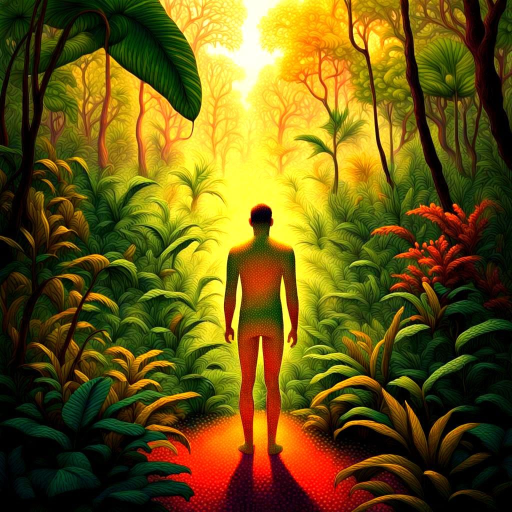 Detailed Pointillist Painting in Lush Colors