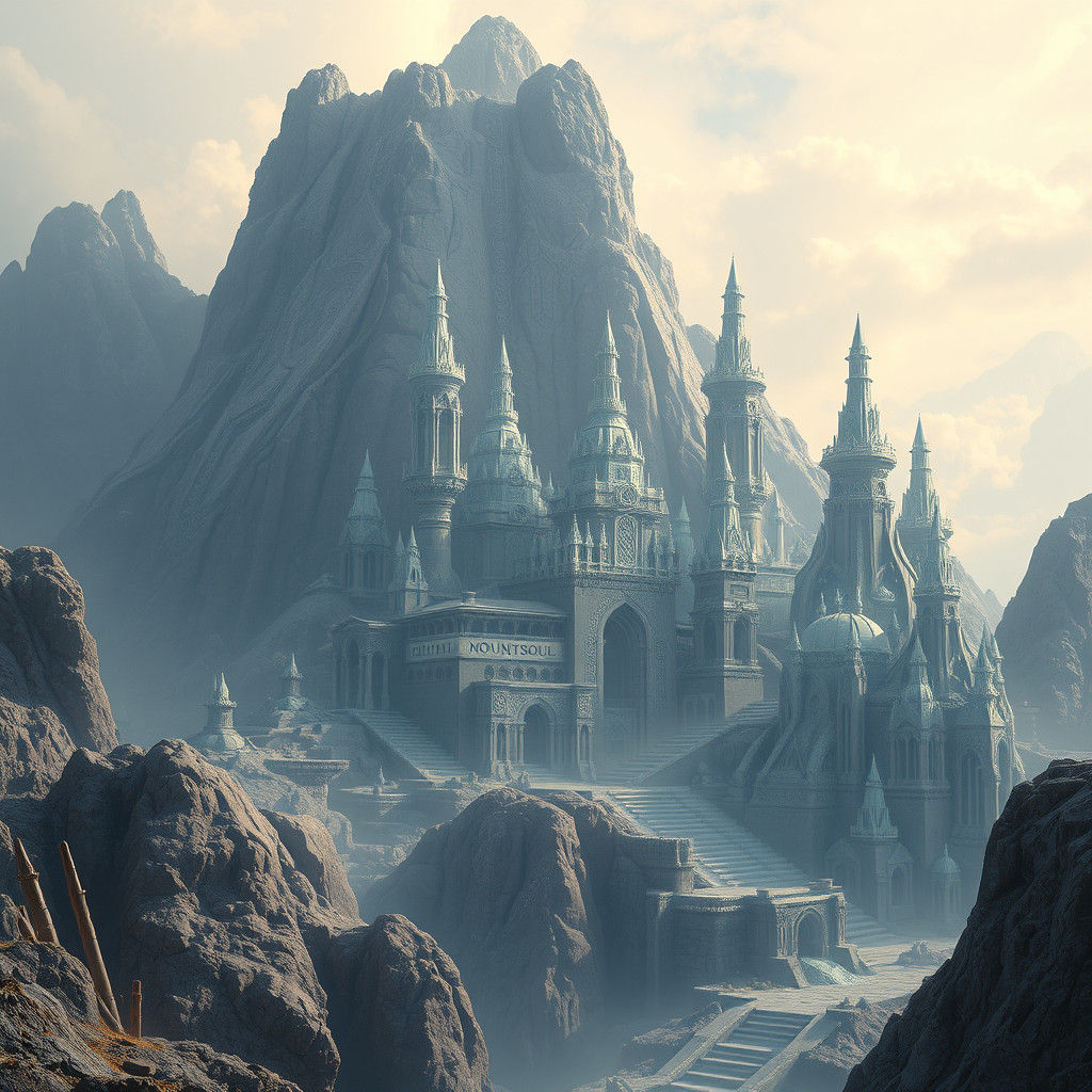 Majestic Crystalline City Built into the Side of a Legendary...