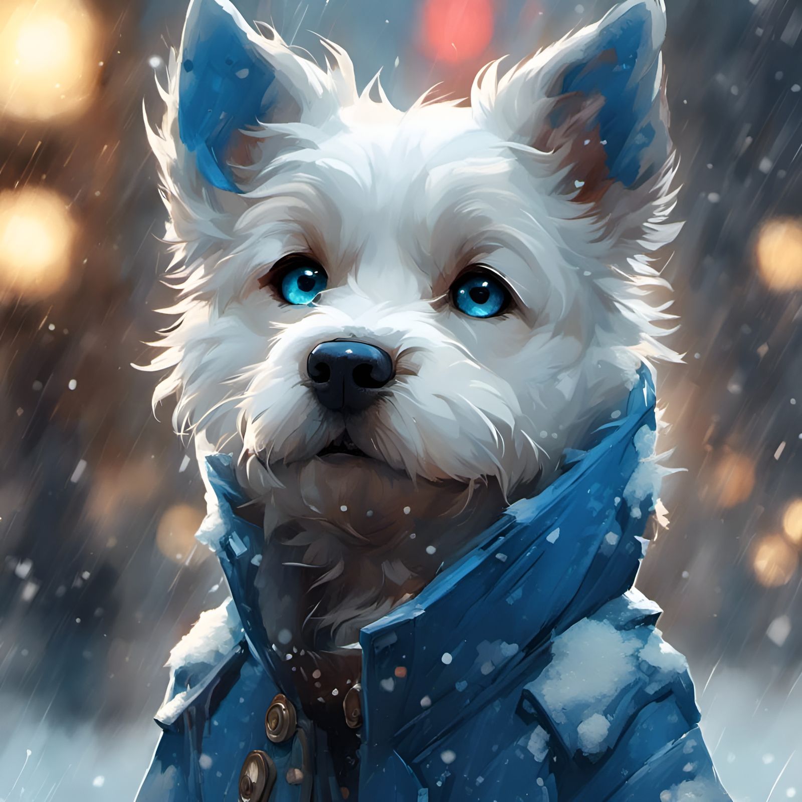 Chibi Blue Dog Portrait in Detailed 3D Style