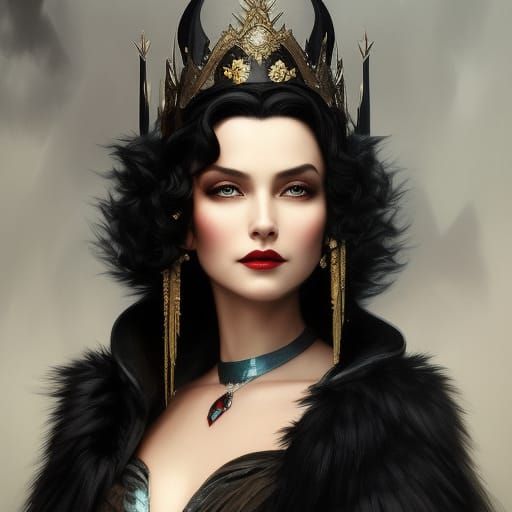 Majestic Evil Queen Portrait in Art Nouveau Style